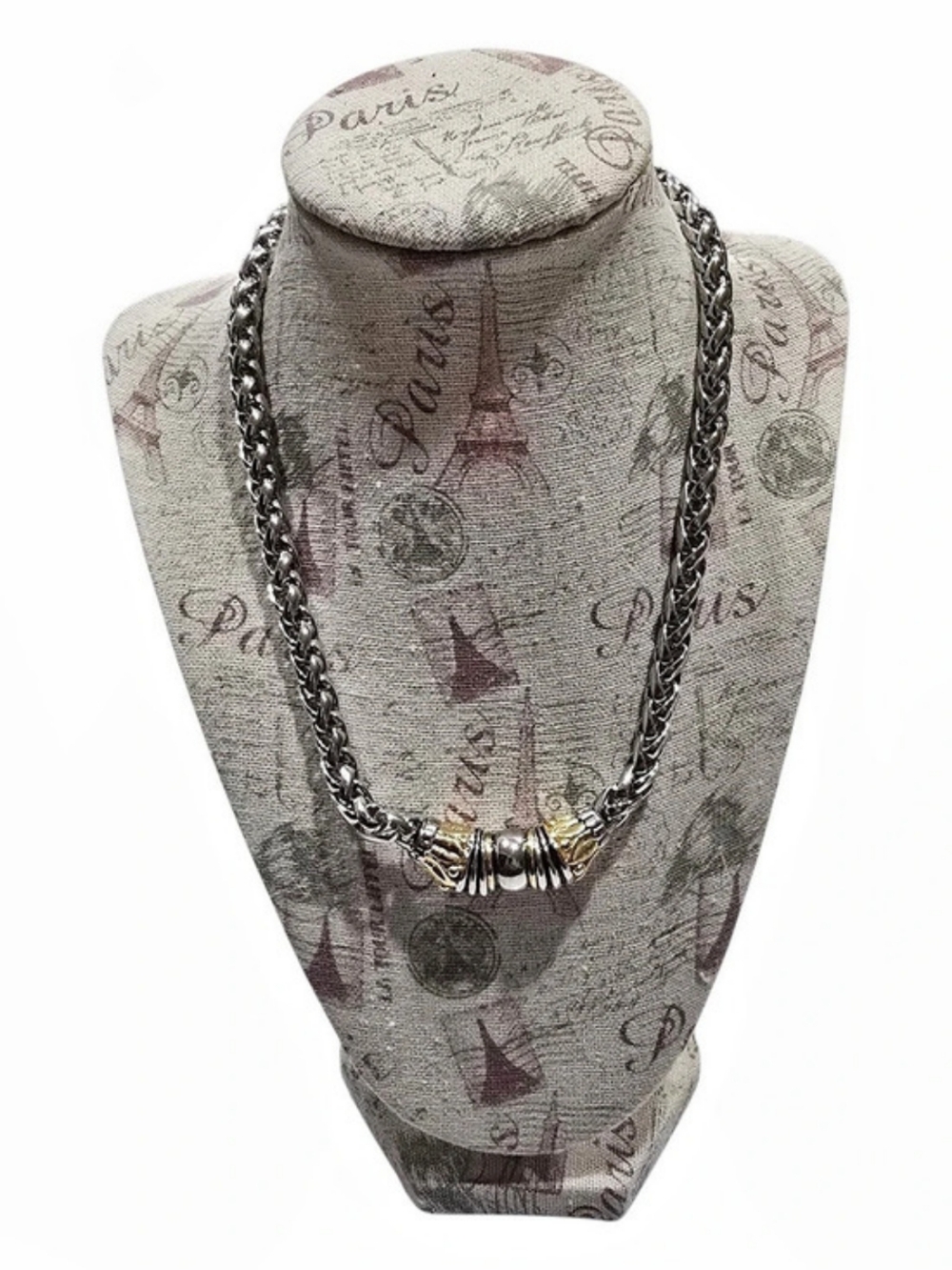 Two-Tone Heavy Allow Magnetic Clip Chain Necklace 13"